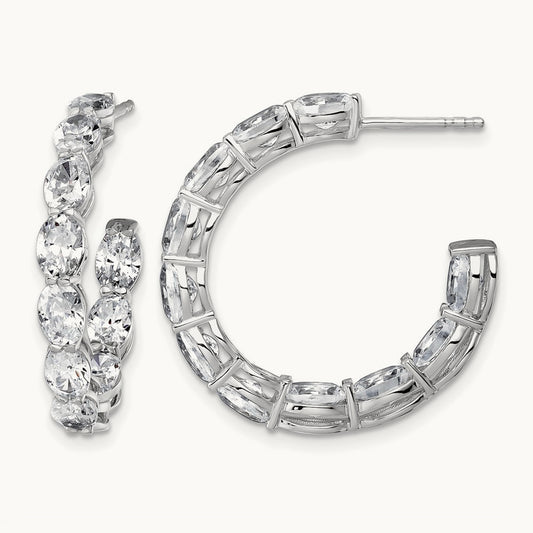 Oval in/Out Hoop Earrings, 5.50 ct tw Lab-Grown Diamond