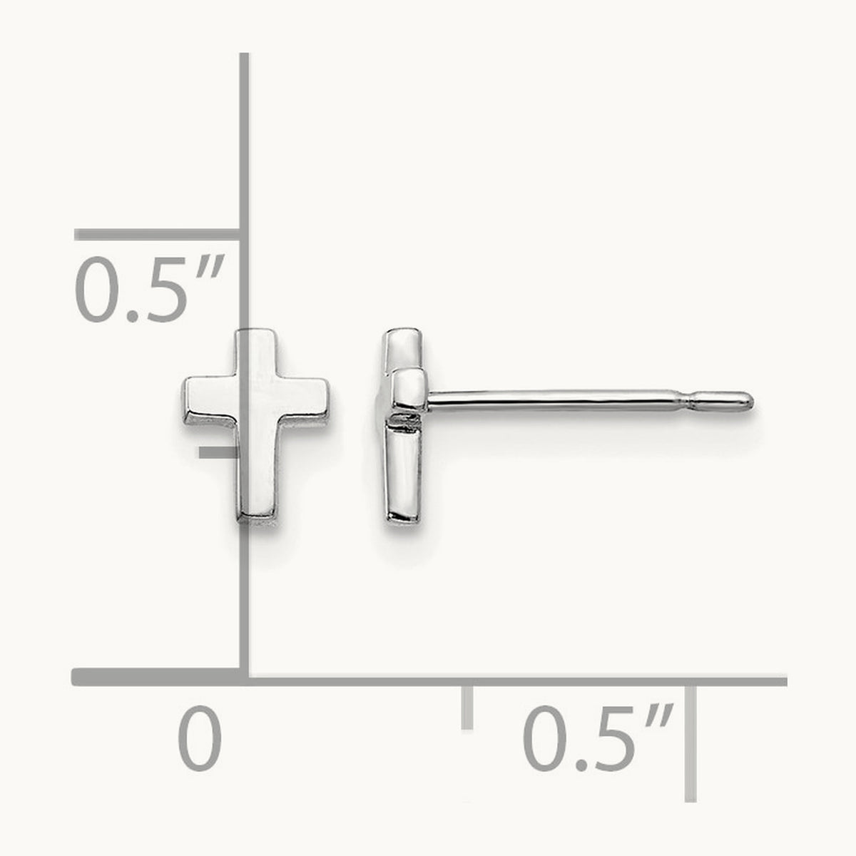 Children's Cross Post Earrings — 14K White Gold