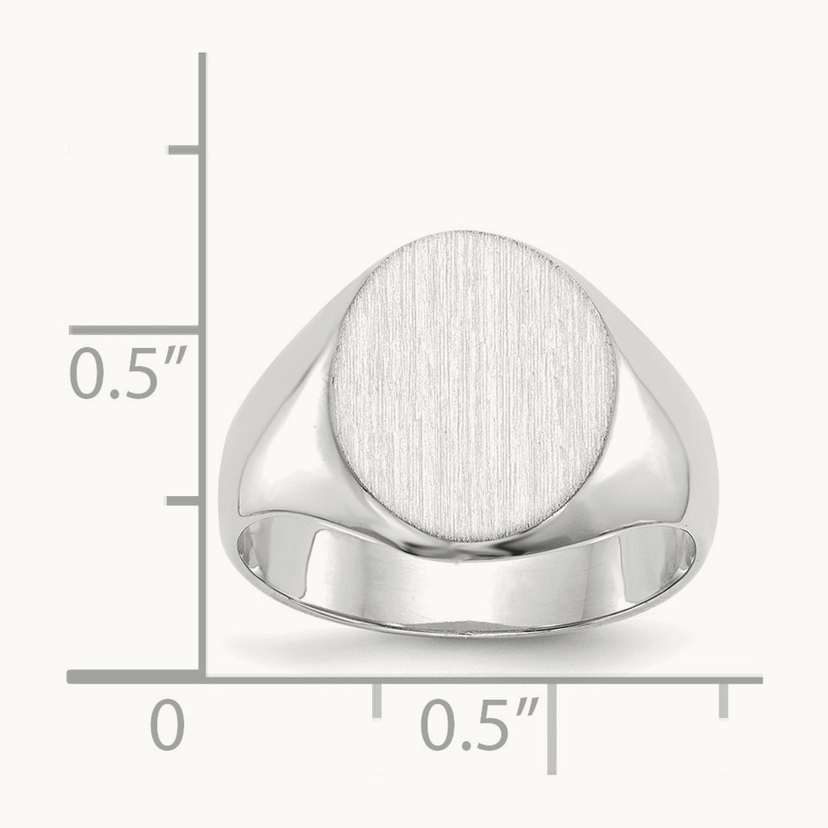 11.0x13. Closed Back Signet Ring, 0mm, 14K White Gold
