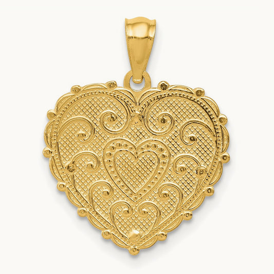 Tri-color Polished #1 MOM Shadowbox Pendant, 14K