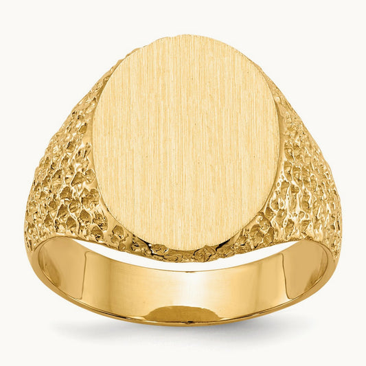 13.0x17. Closed Back Mens Signet Ring, 0mm, 14K