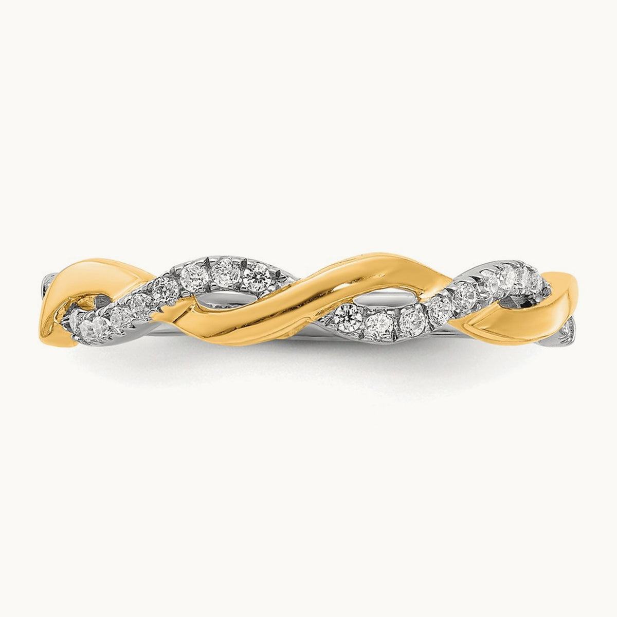 Diamond Criss-Cross Wedding Band — 14K Two-Tone Gold, 7