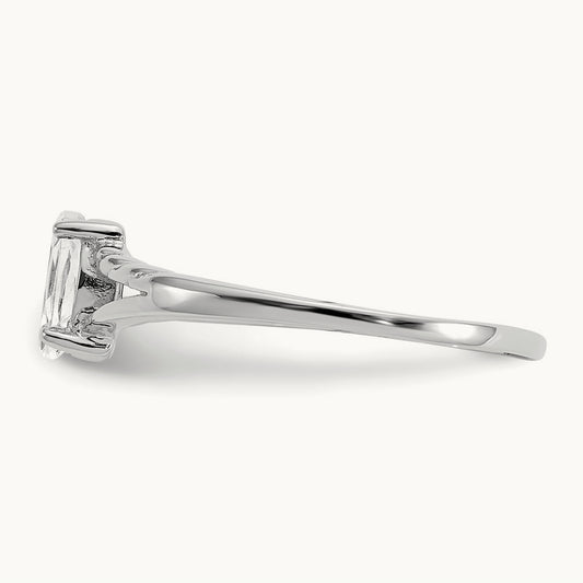 White Topaz Birthstone Ring, 14K White Gold