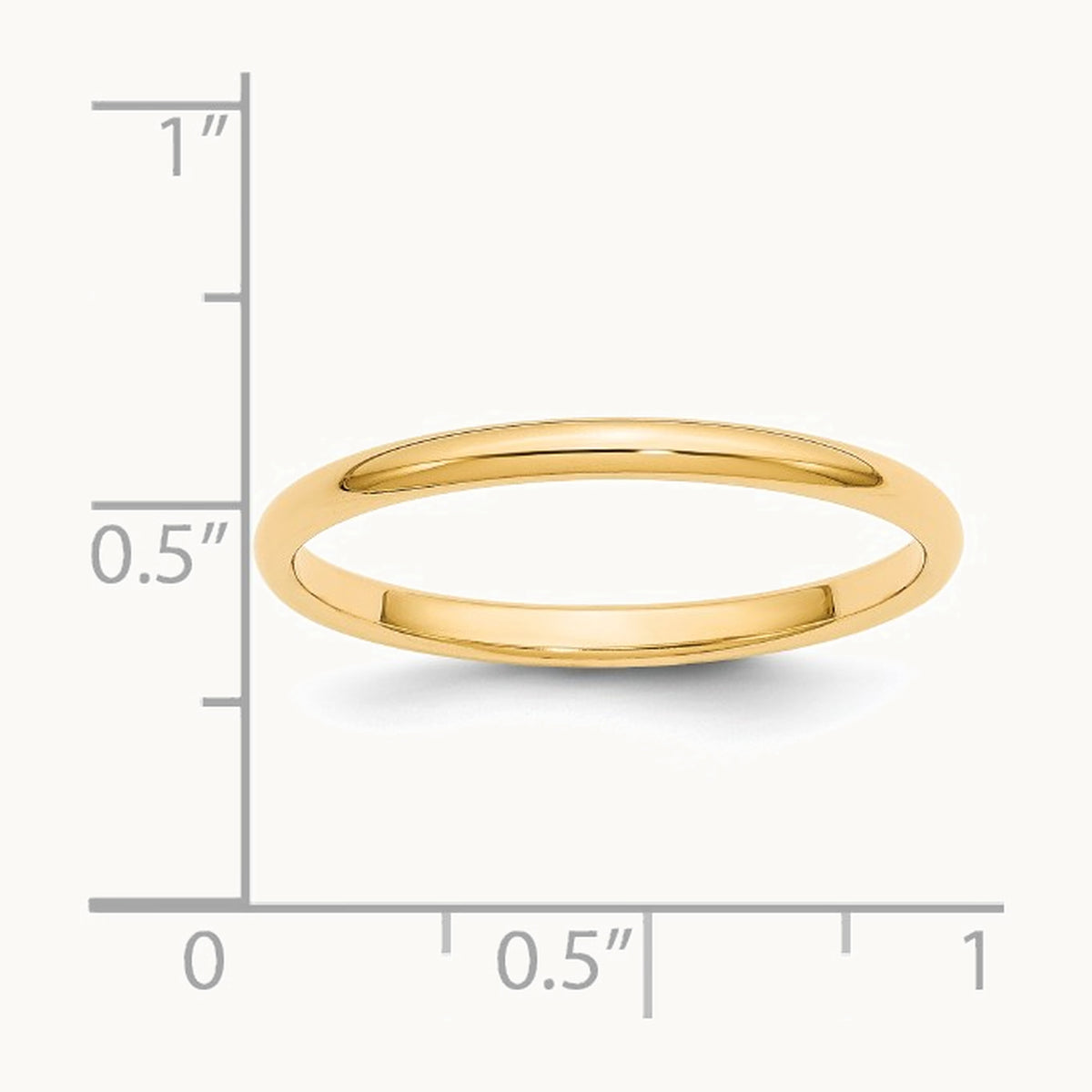 14K Yellow Gold 2mm Half-Round Wedding Band