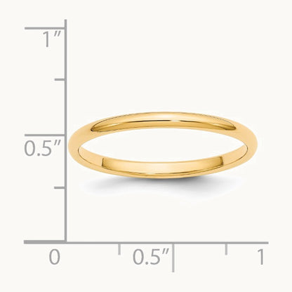 14K Yellow Gold 2mm Half-Round Wedding Band