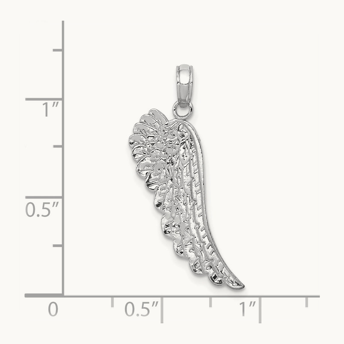 Angel Wing Pendant — 14K White Gold, 31.5mm
