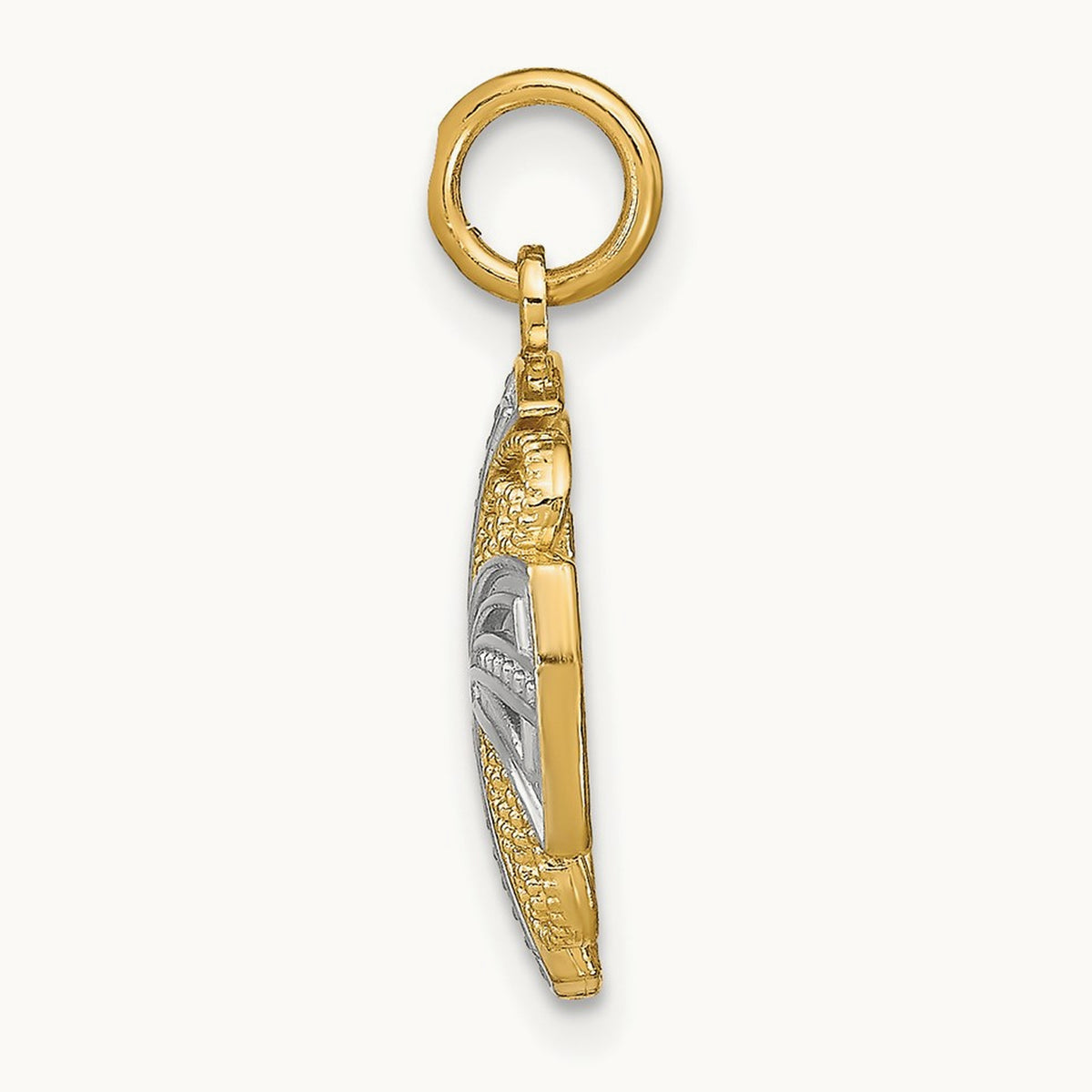 w/Rhodium Pinwheel Medallion Charm, 14K