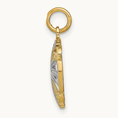 w/Rhodium Pinwheel Medallion Charm, 14K
