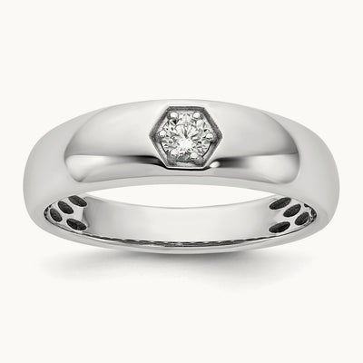 IB Goodman Mens Polished Complete 1/6ct Diamond Ring, 14K White Gold