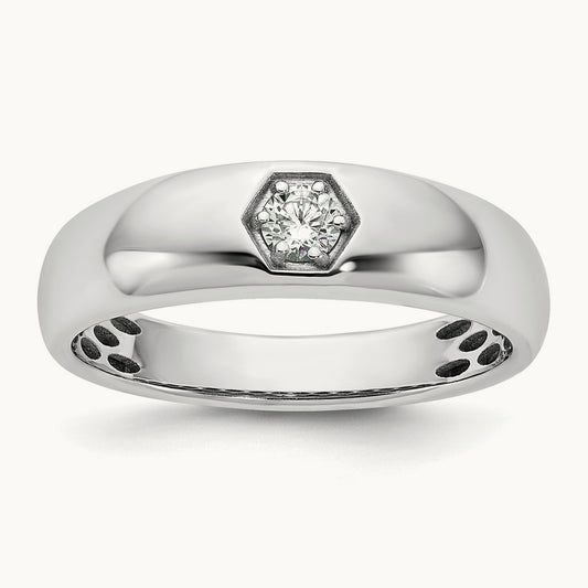 IB Goodman Mens Polished Complete 1/6ct Diamond Ring, 14K White Gold