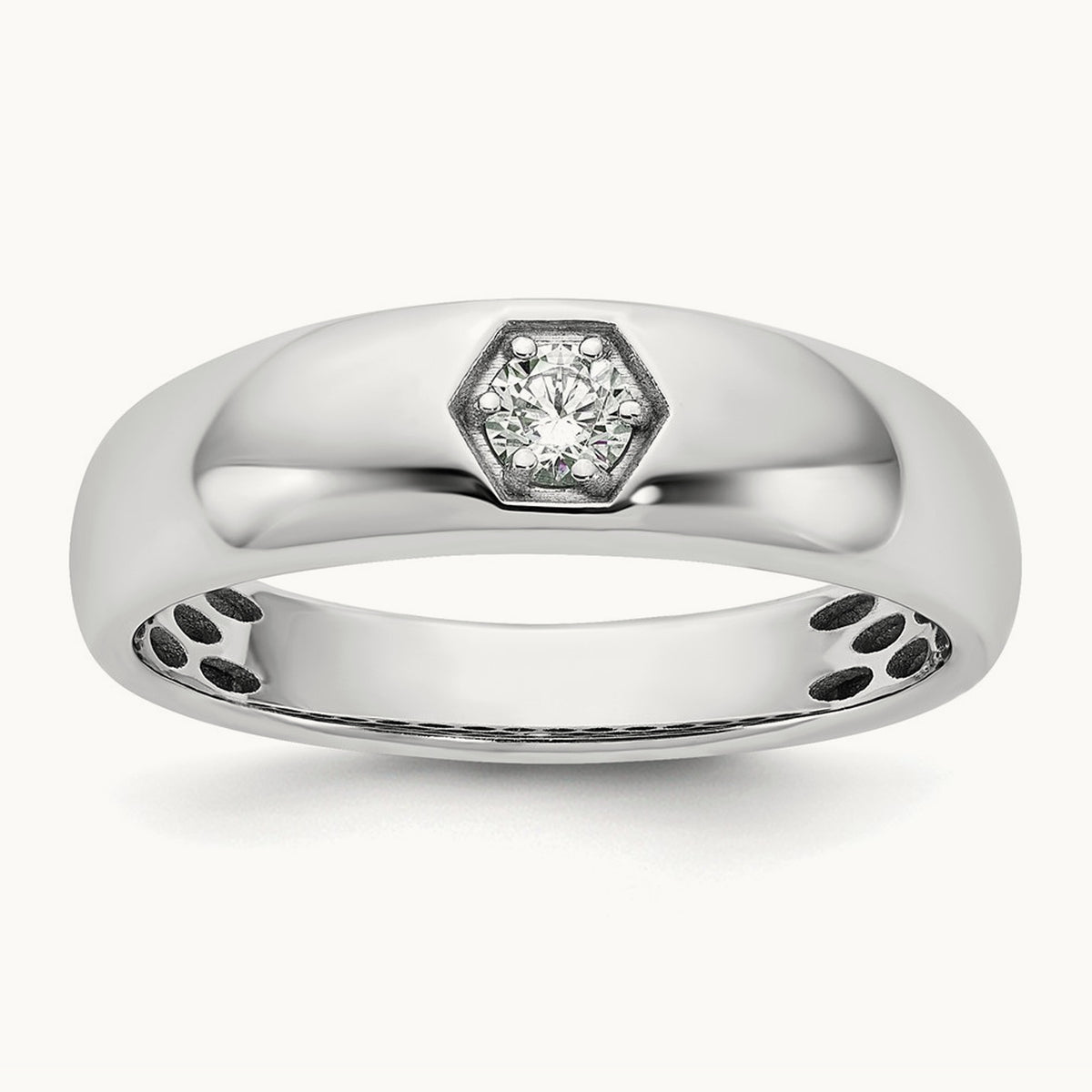 IB Goodman Mens Polished Diamond Ring Mounting, 14K White Gold