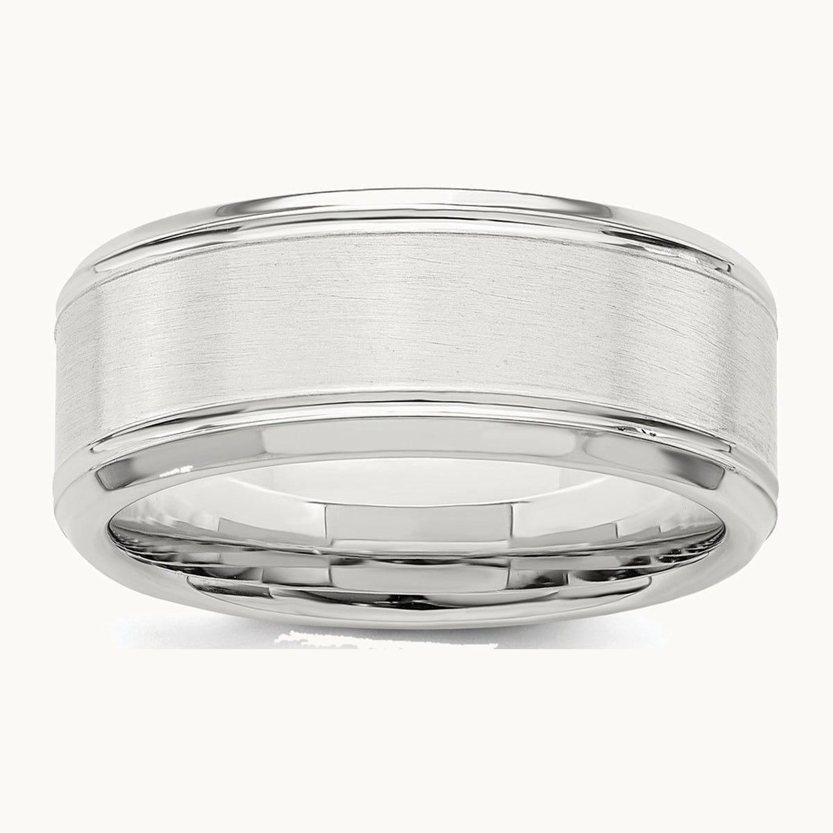 Sterling Silver 6mm Brushed Flat Beveled Edge Fancy Band
