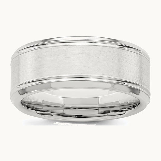 Sterling Silver 6mm Brushed Flat Beveled Edge Fancy Band