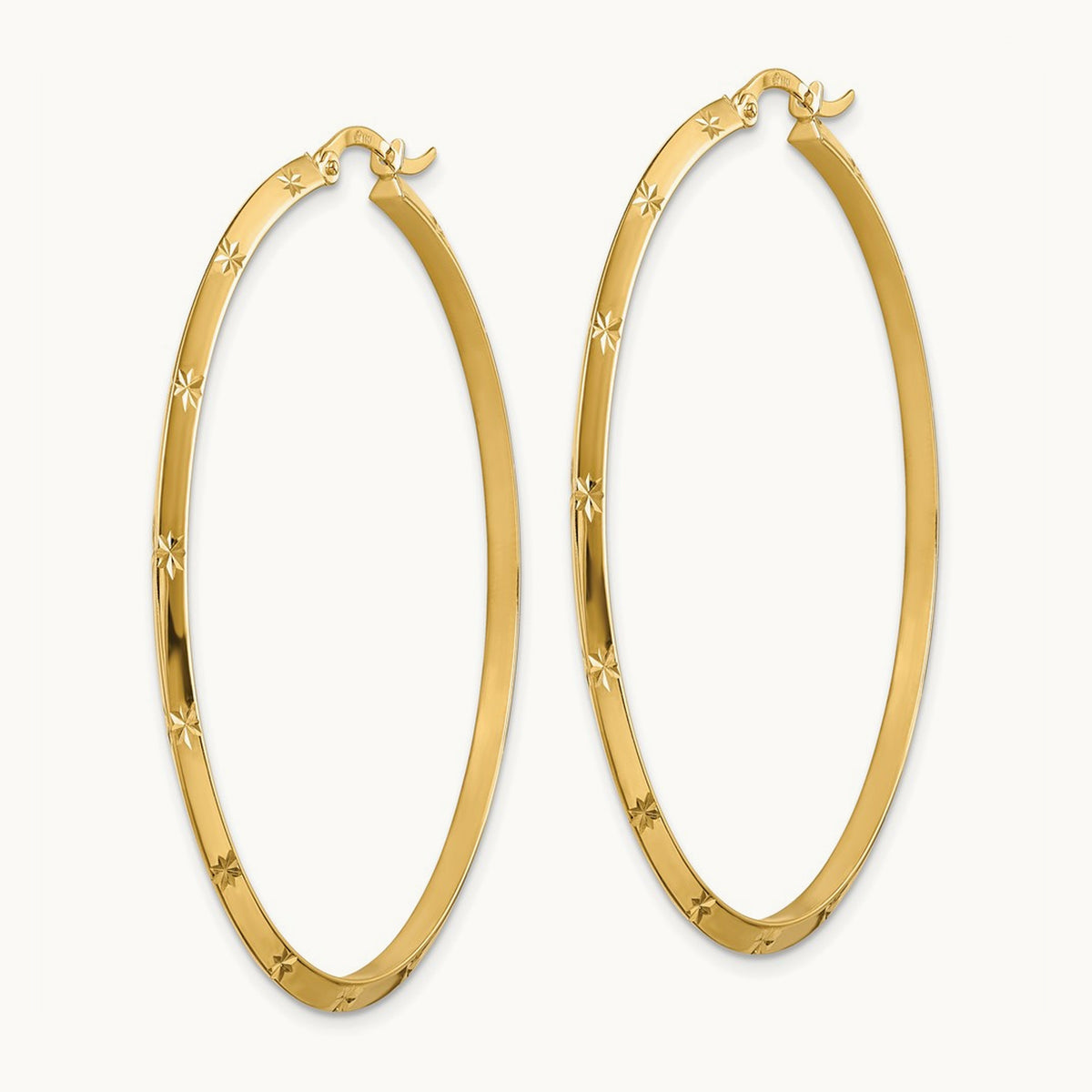 Polished Diamond-Cut Hoop Earrings — 51.75mm