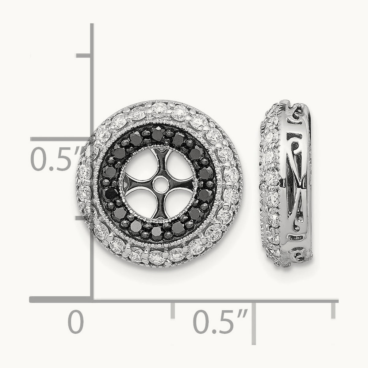 Black and White Diamond Earring Jackets, 14K White Gold