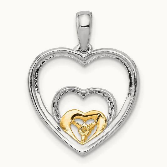 1/15ct. Diamond Triple Heart Pendant, 14K Two-tone