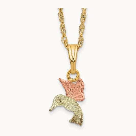 Black Hills Gold Hummingbird Necklace