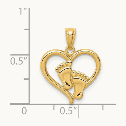 Baby Feet in a Heart Pendant, 14K
