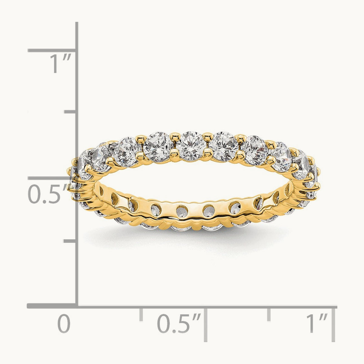 Polished Shared Prong 2ct Diamond Eternity Band, 14K Gold in 14K Yellow Gold