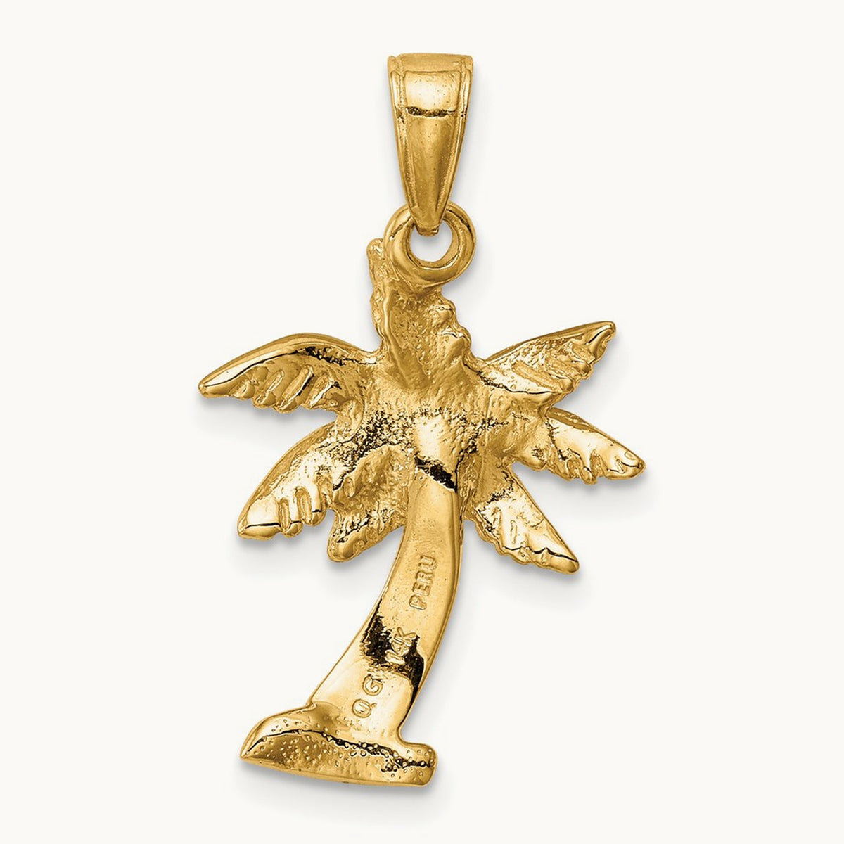 Palm Tree Pendant — 14K Yellow Gold, 26.5mm