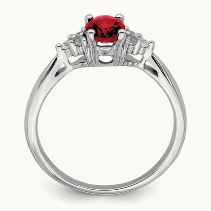 Created Ruby and Diamond Ring, 14K White Gold