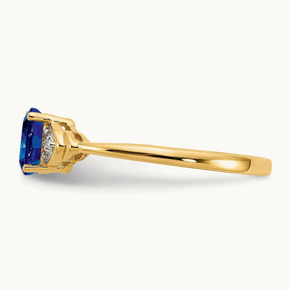 Sapphire and Diamond Ring — 14K Yellow Gold, 7