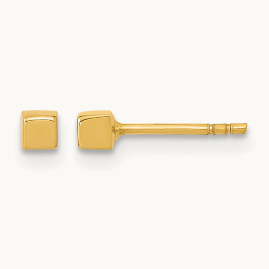 Polished Cube Post Earrings — 2.5mm
