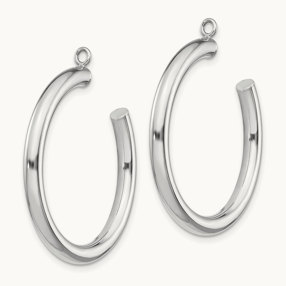 Polished Tube Hoop Earring Jackets — 14K White Gold, 30mm