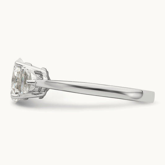 3 Stone Half Moon/Oval Semi-Mount Ring, 0.50 ct tw