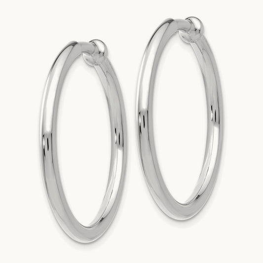 Non-pierced Earring Hoops Earrings, 14K White Gold