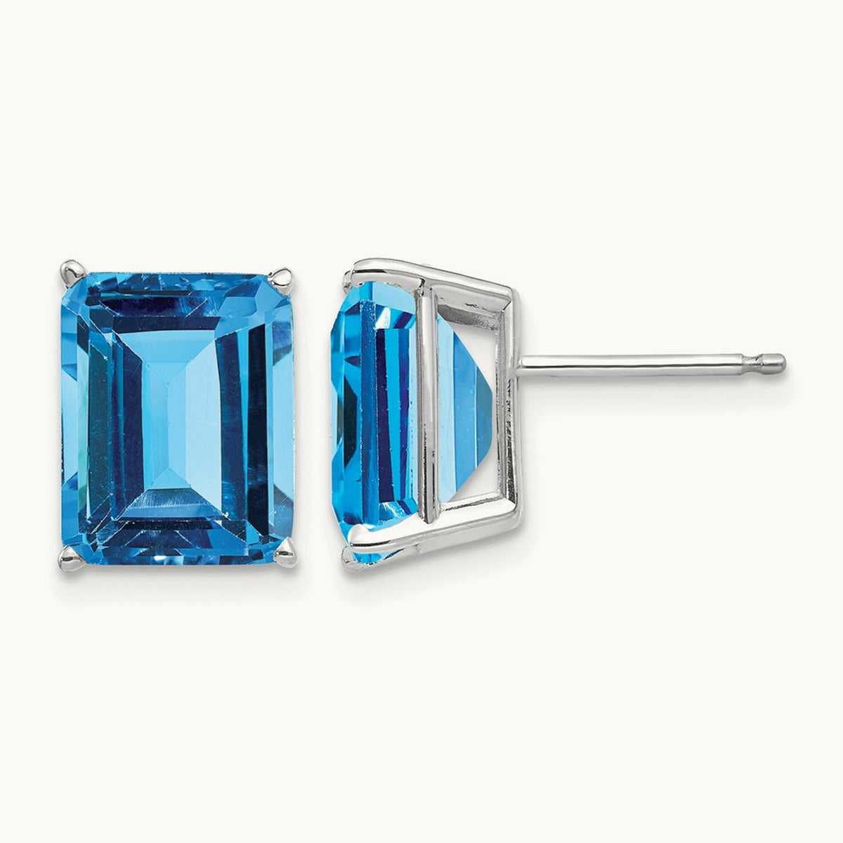10x8mm Emerald Earring Mountings, 14K White Gold