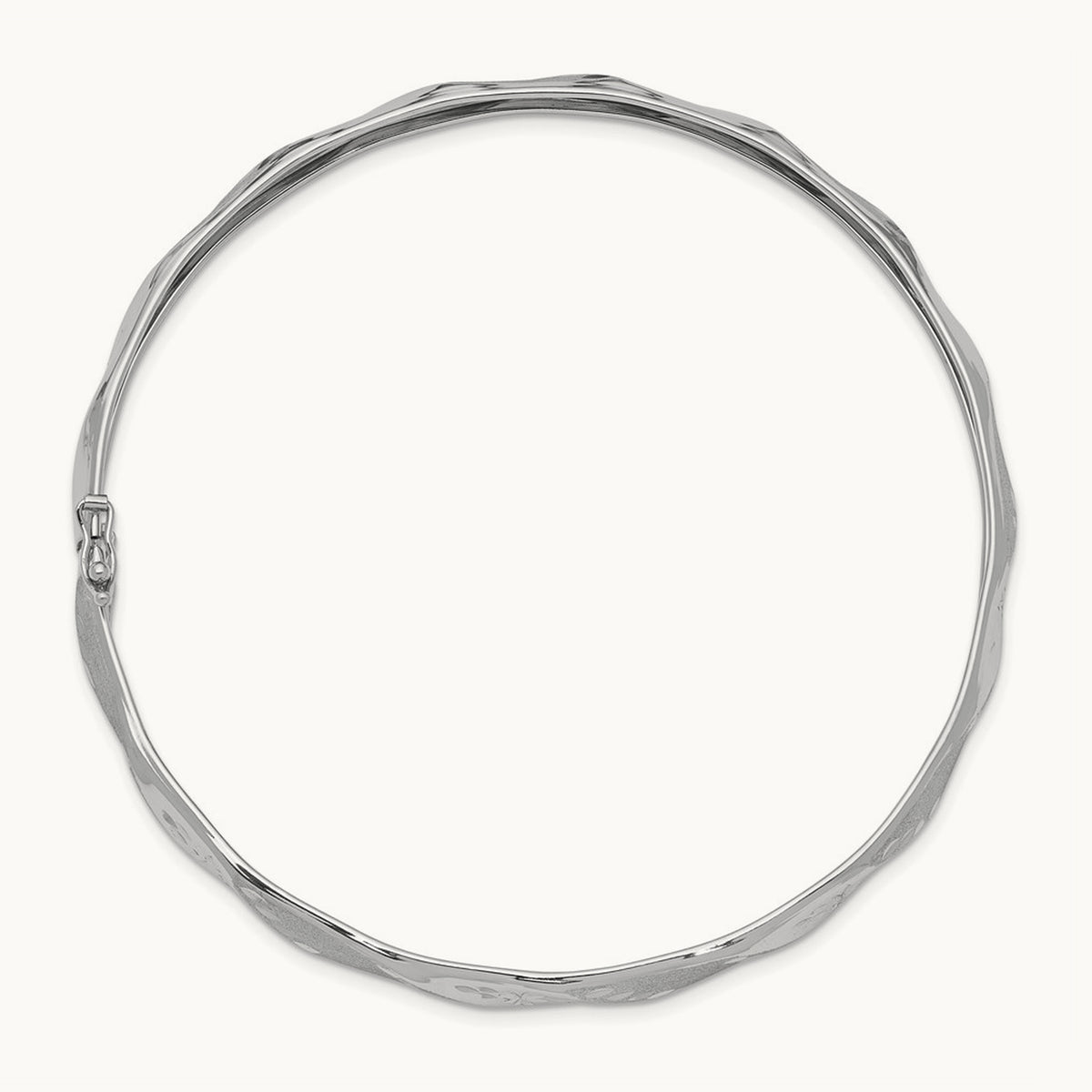 Polished Twisted Flexible Bangle — 14K White Gold