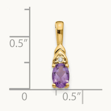 Amethyst and Diamond Pendant — 14K Yellow Gold
