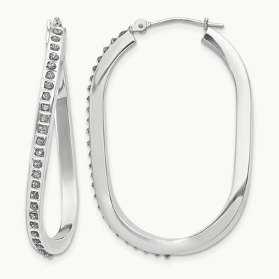 WG Diamond Fascination Dia. Dust/Accent Oval Twist Hoop, 14K