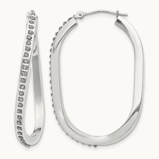 WG Diamond Fascination Dia. Dust/Accent Oval Twist Hoop, 14K