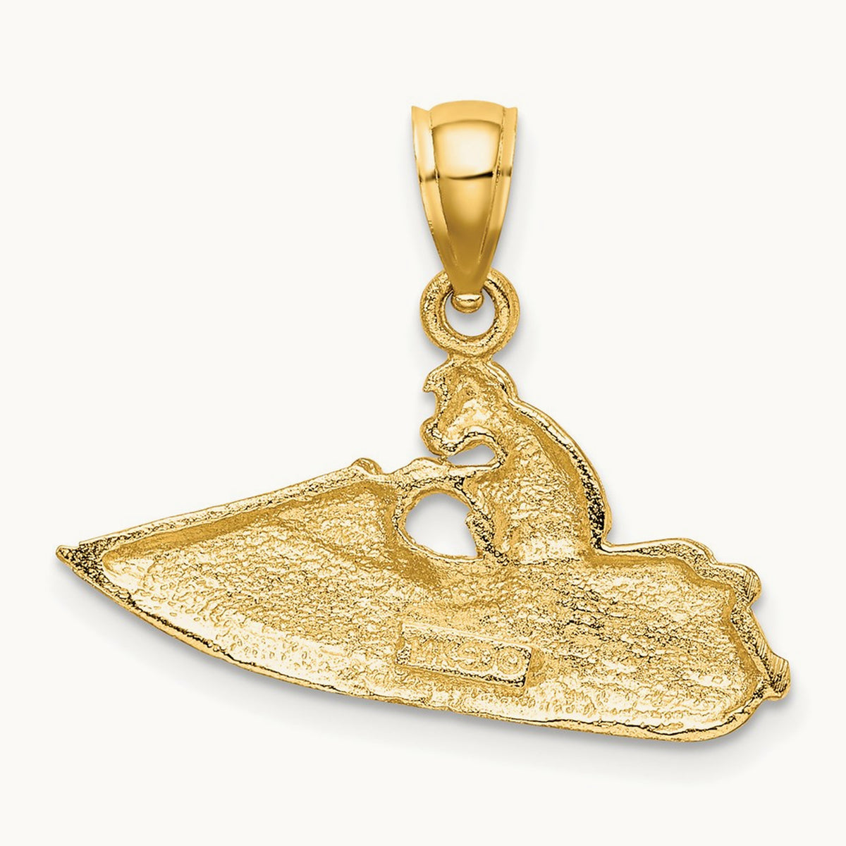 Textured 2-D Jet Ski Charm, 14K