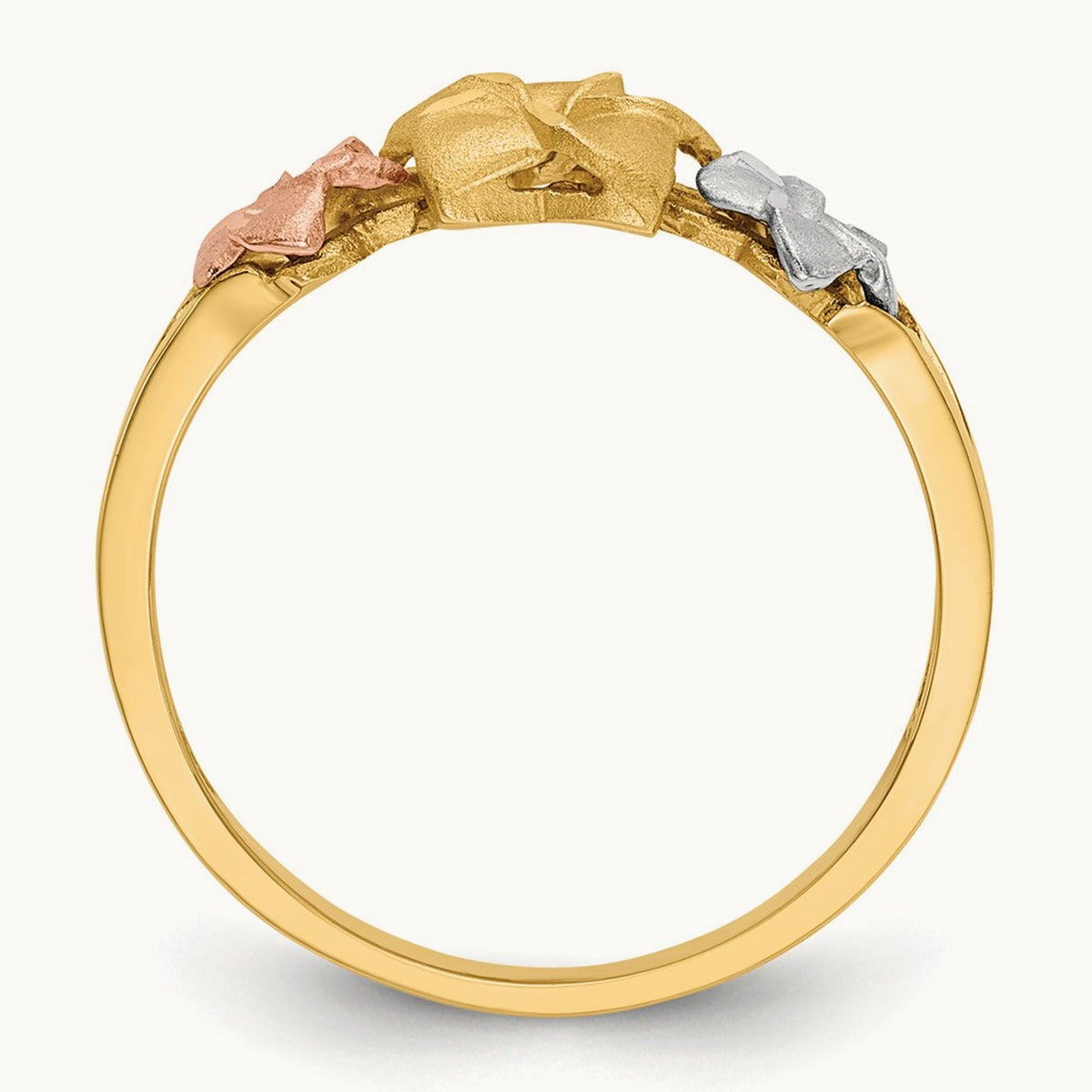 Tri-color Plumeria Ring, 14K