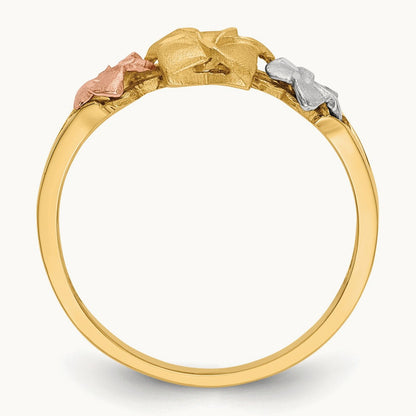Tri-color Plumeria Ring, 14K