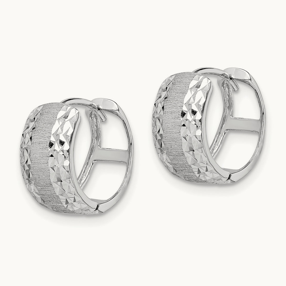 D/C Textured Hoop Earrings, 14K White Gold