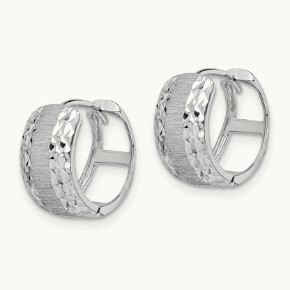 D/C Textured Hoop Earrings, 14K White Gold