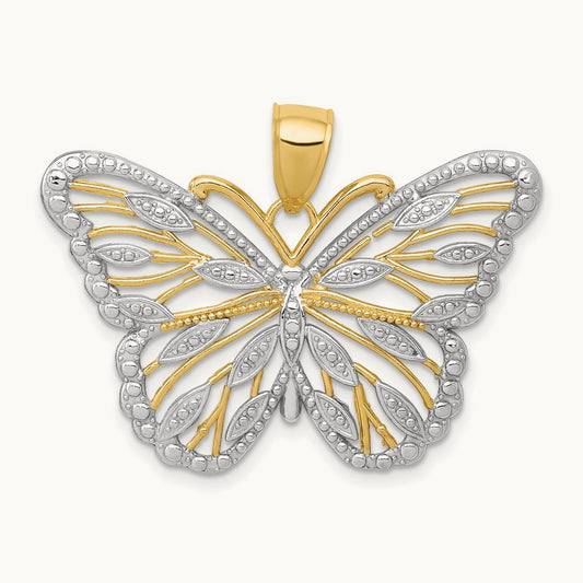 Butterfly Pendant, 14K with Rhodium