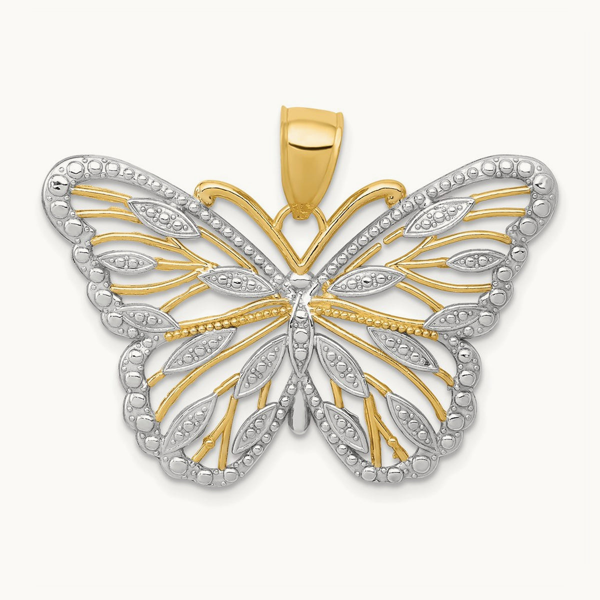 Butterfly Pendant, 14K with Rhodium