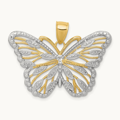 Butterfly Pendant, 14K with Rhodium