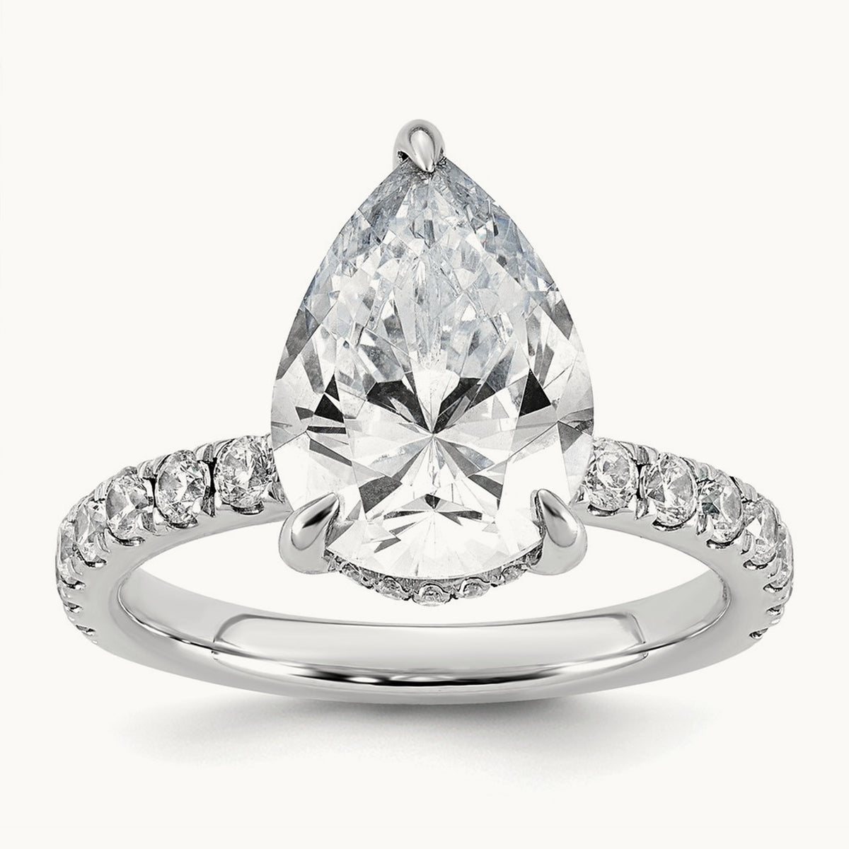Pear Solitaire Engagement Ring, 1.25-4.75 ct tw Lab-Grown Diamond — 4 3/4 ct, 14K White Gold