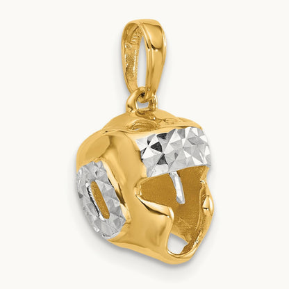 D/C Wrestling Helmet Pendant, 14K with White Rhodium
