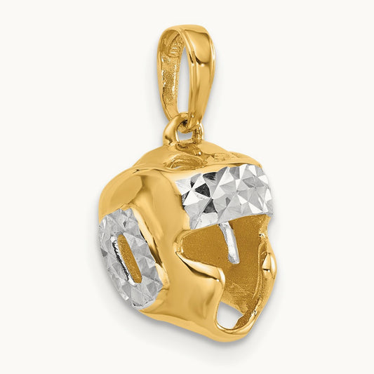 D/C Wrestling Helmet Pendant, 14K with White Rhodium