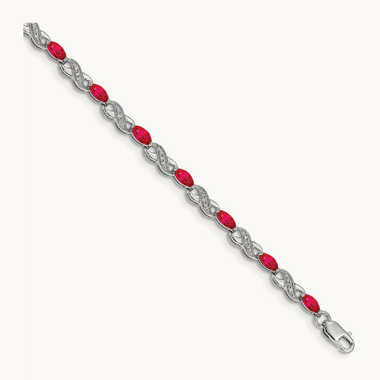 Diamond and Ruby Infinity Bracelet — 14K White Gold, 7mm