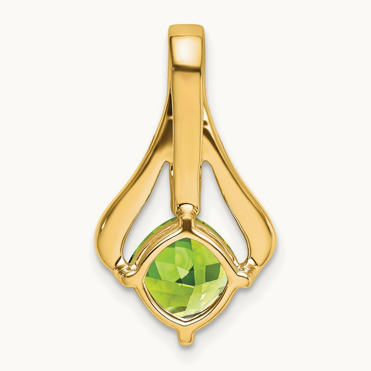 Peridot and Diamond Pendant — 14K Yellow Gold