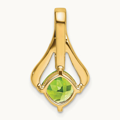 Peridot and Diamond Pendant — 14K Yellow Gold
