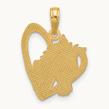 Polished Heart with Horse Pendant, 14K